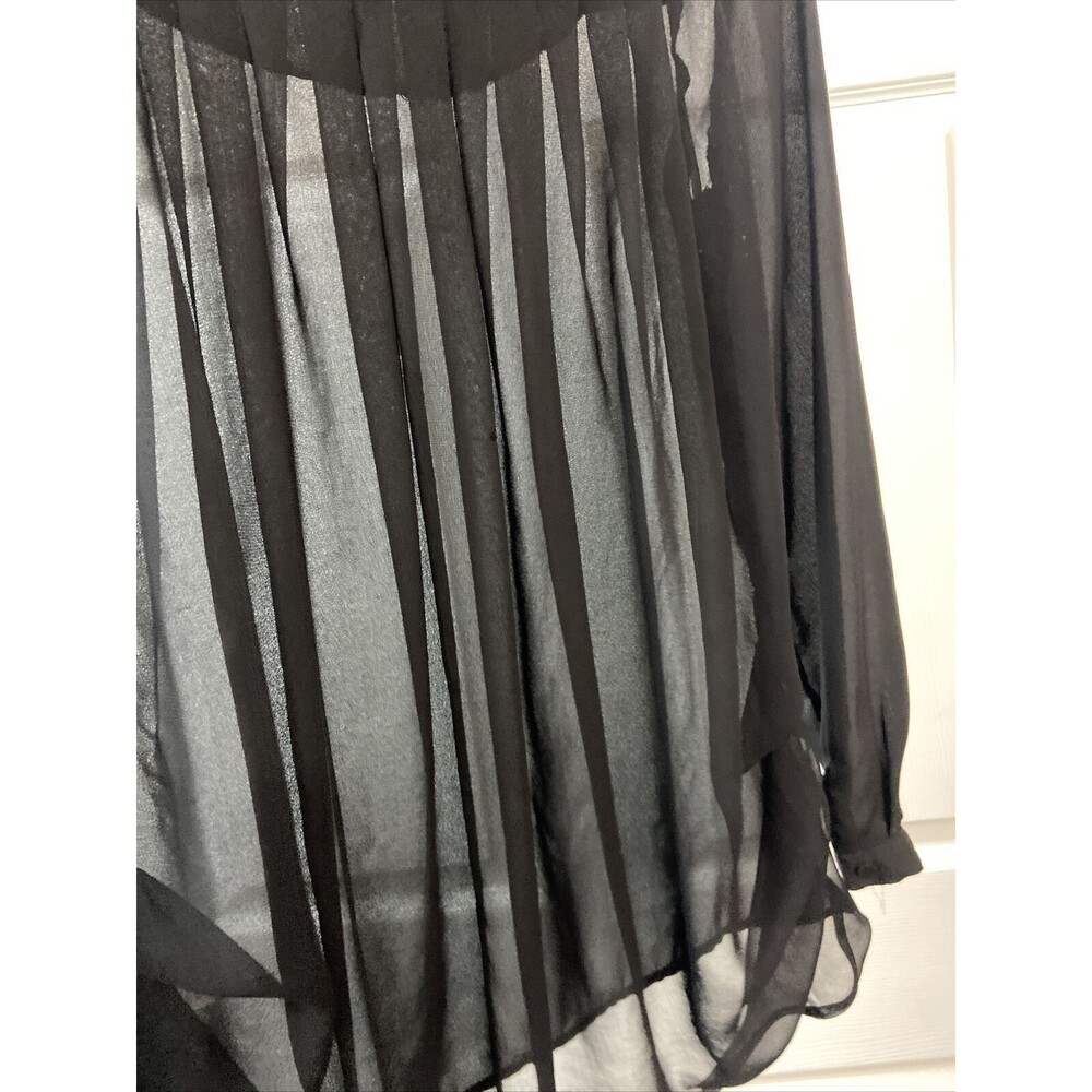 Everly Top Womens Small Black Sheer Dressy Black Blouse Long Sleeve - Picture 6 of 6